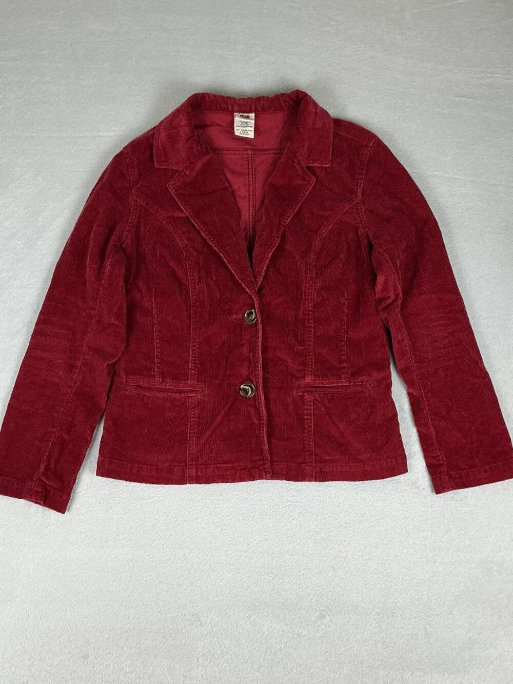 Vintage Faded Glory Women's Red Corduroy Blazer Strech Jacket Size M.